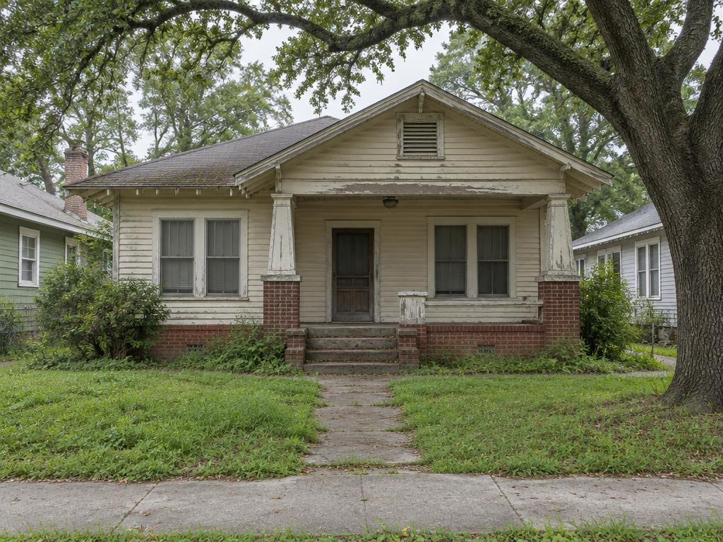 A worn Houston bungalow before renovation